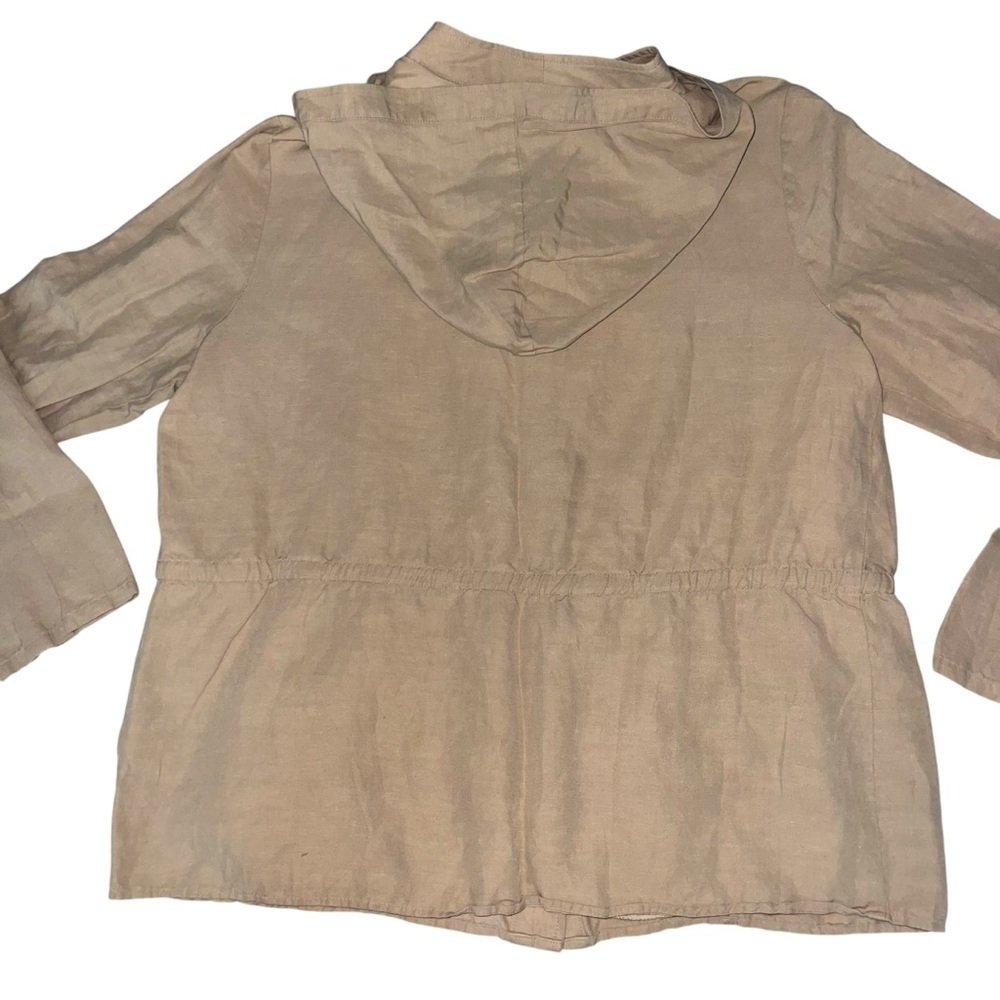 EUC Apostrophe Silk Linen Cotton Tan Hooded Utility Jacket Large Lightweight - Picture 4 of 10